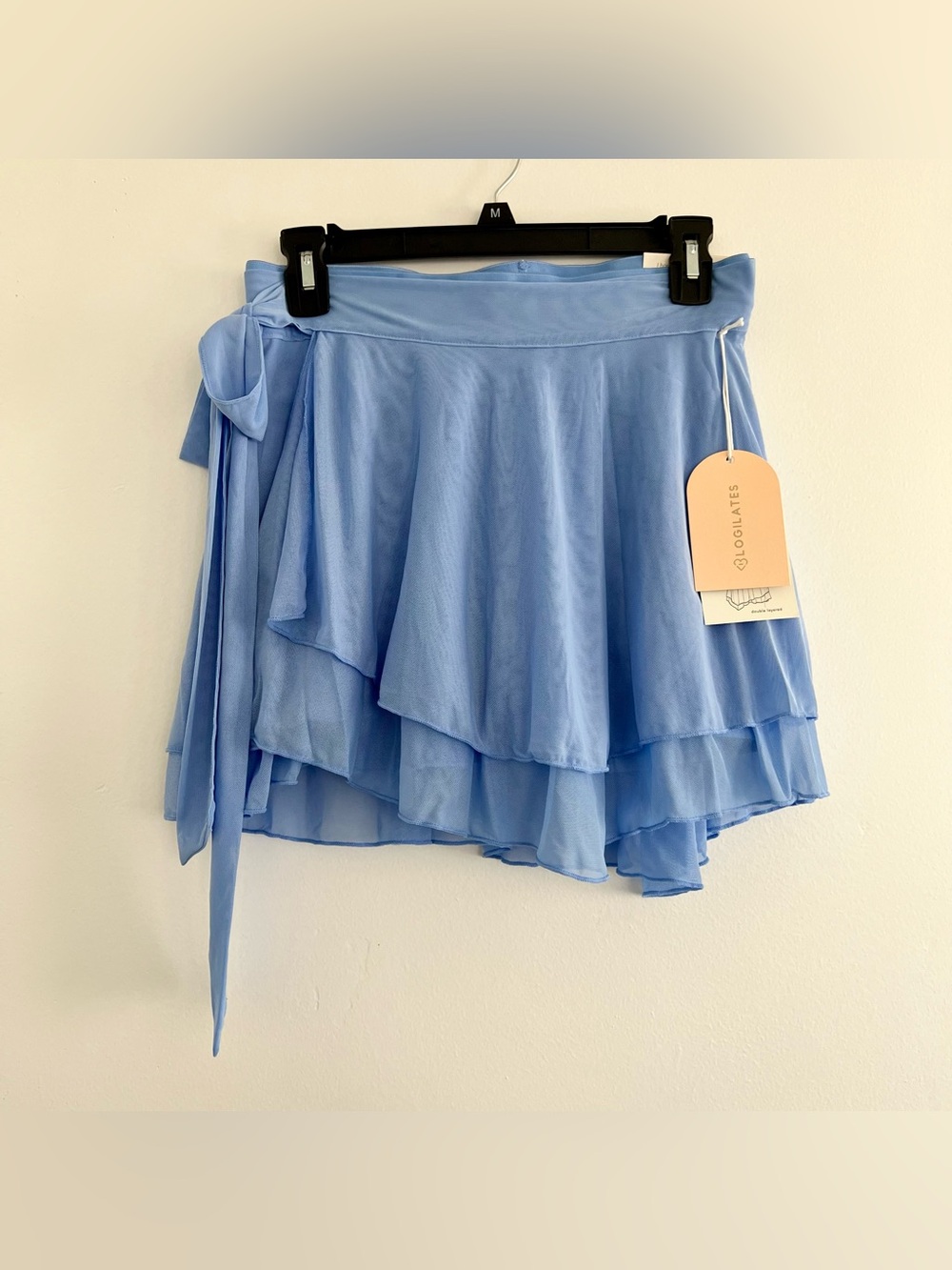 NWT Blogilates Women's Dance Studio Wrap Skort 3.25" - Light Blue Size Medium - Picture 1 of 3